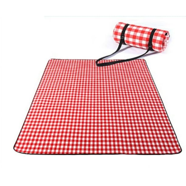 Manta de picnic extragrande, impermeable, 80 x 80 pulgadas, manta de picnic  a cuadros para playa, al aire libre, camping sobre hierba (rojo y blanco)
