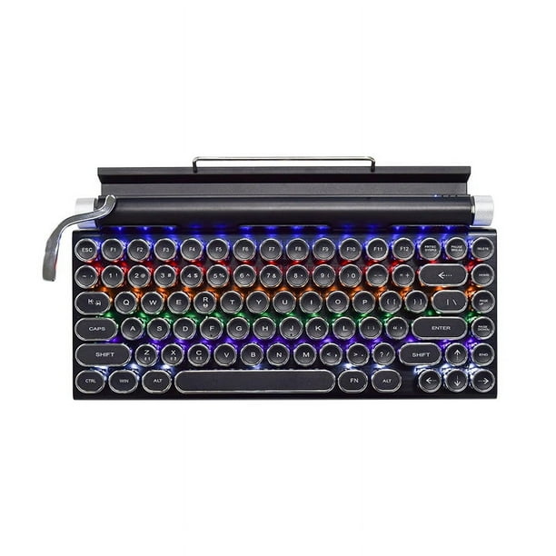 Teclado retro de máquina de escribir, teclado eléctrico vintage de 7 teclas  con Bluetooth 5.0 mecánico actualizado, conexión de múltiples dispositivos  de teclas redondas punk clásicas Rojo Verde CW-CC309-1