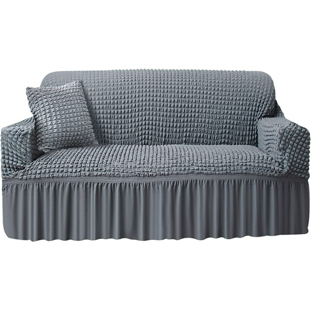 Funda sofá 2 plazas funda sofá elástica gris plata con 1 funda de almohada  JAMW Sencillez