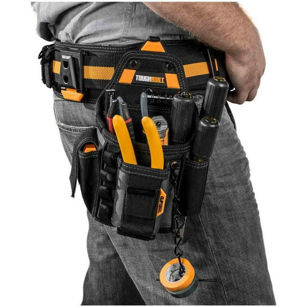 ToughBuilt - Mini bolsa para electricista, 14 bolsillos y trabillas,  almacenamiento vertical de herramientas, correa de cinta aislante y  mosquetón (TB-229)