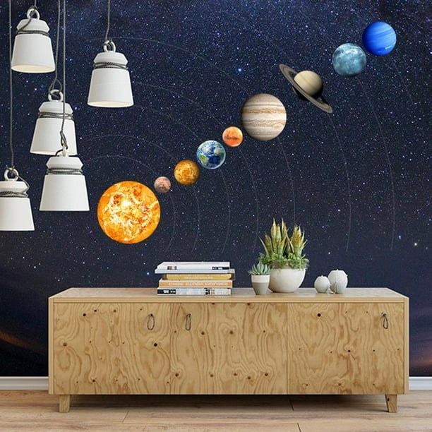 Pegatina de pared luminosa, Sistema Solar, nueve planetas