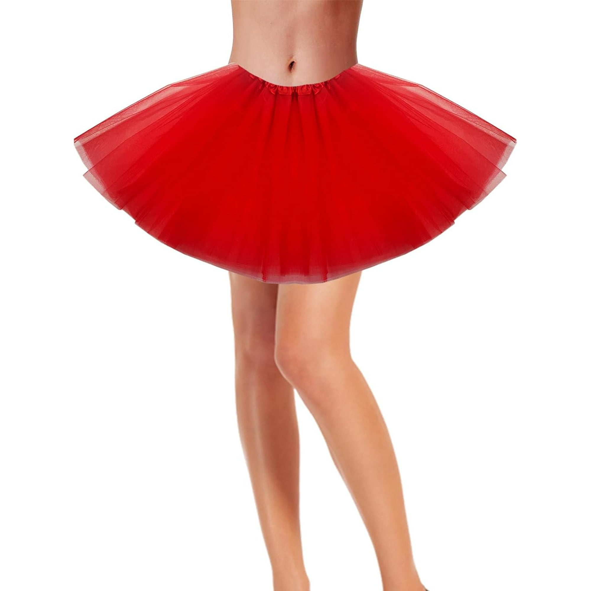 Tutú rojo para mujer, falda corta plisada de cintura alta para adultos,  falda tutú de baile, falda larga para mujer