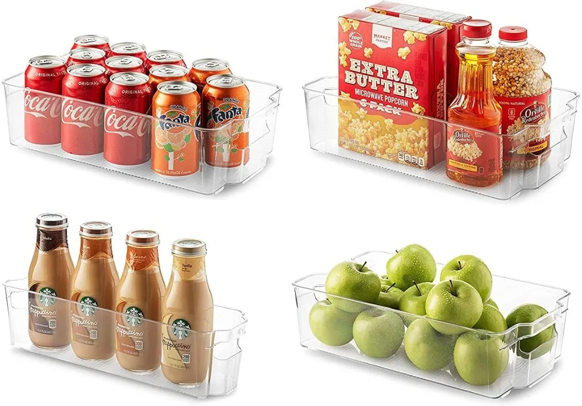 Cubos Organizadores Apilables IDesign - Juego De 4, Plástico Reciclado Transparente, Con Asas