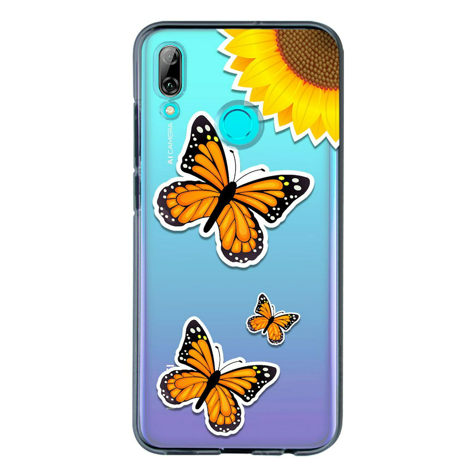 Funda para huawei p smart 2019 mariposas monarca, uso rudo, instacase protector para huawei p smart 2019 antigolpes, case mariposas monarca