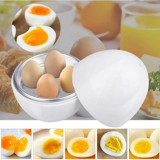 RV Cocedor de huevos para microondas para 4 huevos, cocedor de agua,  microondas en solo 8 minutos para huevos duros y blandos, cocedor rápido de  huevos para huevos, apto para lavavajillas brillar