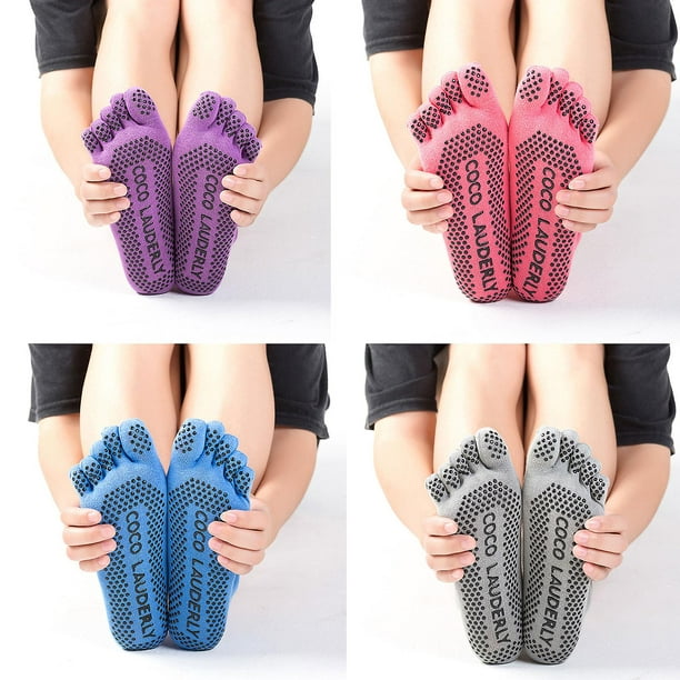 Calcetines de Yoga para mujer, medias de silicona teñidas con lazo,  antideslizantes, con agarre para Pilates - AliExpress