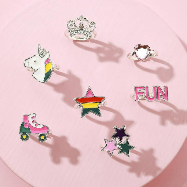 50 anillos de joyería para niñas pequeñas, anillos de juego ajustables para  niños en caja, anillos de juego de simulación y disfraces para niñas