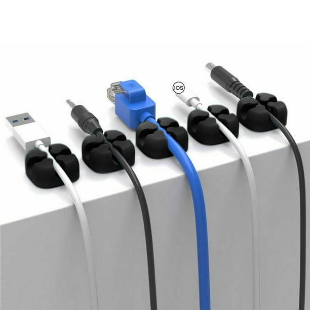 ORICO-organizador de cables de silicona, enrollador de cables USB, Clips de  gestión ordenados de escritorio