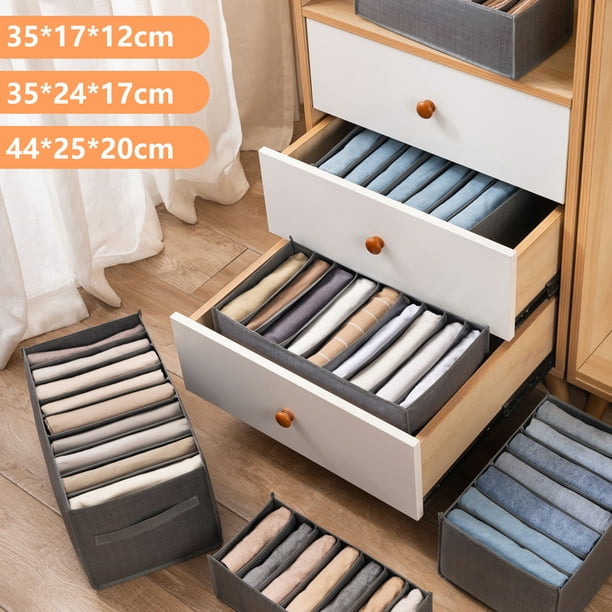 Organizador de ropa interior – Separadores de cajones, juego de 3 incluye  6+7+11 cajas de almacenamiento plegables de celdas para organizar lencería