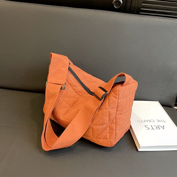 Bolsos de hombro de lona para mujer, bandolera cruzada sólida, bolso con  cremallera (naranja) Likrtyny