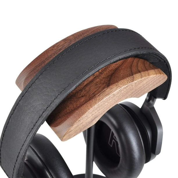 Soporte para auriculares de madera de nogal negro y aluminio