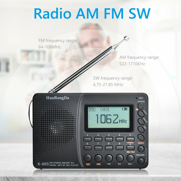 Radio Multibanda K603 Radio Digital Reproductor De Mp3 Altavoz Pantalla Lcd  Grabadora De Bolsillo Compatible Con Bluetooth