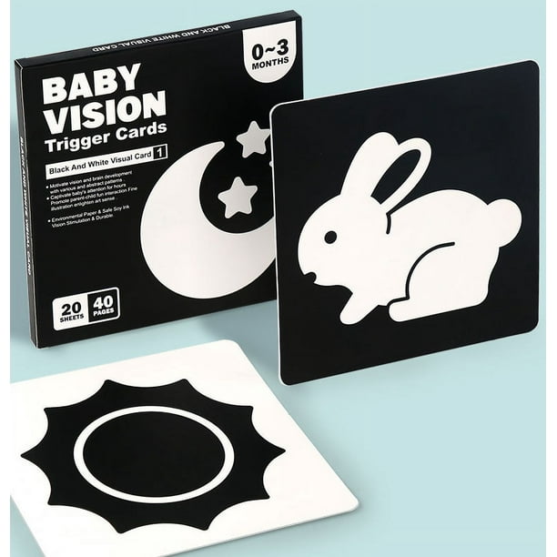 Tarjeta flash de estimulación visual para bebés, seguimiento visual en  blanco y negro y tarjetas de desarrollo cerebral para bebés de 0 a 6 años,  6 a