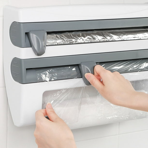 Matsuzay Dispensador de film transparente Montado en la pared Soporte para  toallas de papel de papel de aluminio Envoltura de plástico Mostrada gris