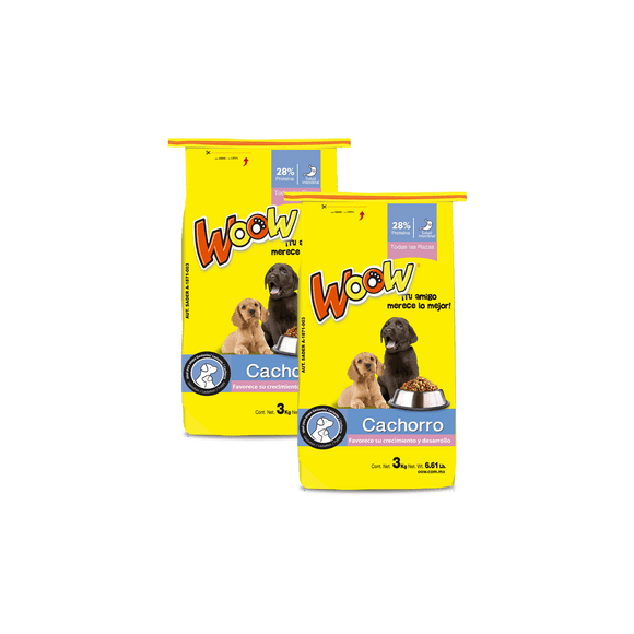 alimento para perros mini 3kg woow wm3 2 piezas