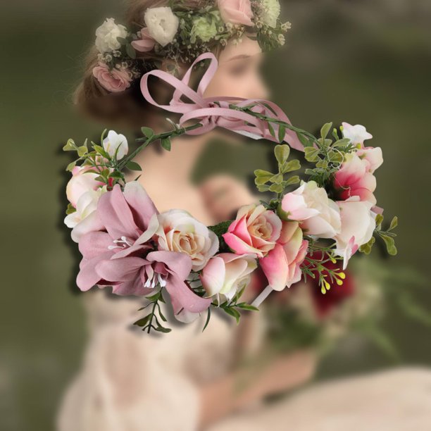 Diadema de flores rosas de niña, Diademas niña