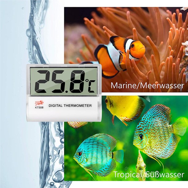 Termómetro de acuario, pantalla LCD sumergible, termómetro digital  impermeable para acuario con ventosa transparente para pecera