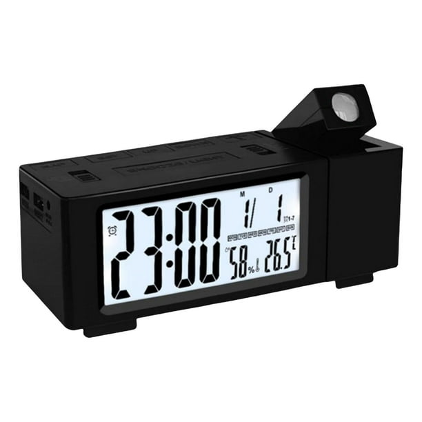 Reloj despertador de proyección para dormitorio, reloj digital grande de  7.8 pulgadas con proyector de 180°, puerto de carga USB, pantalla de