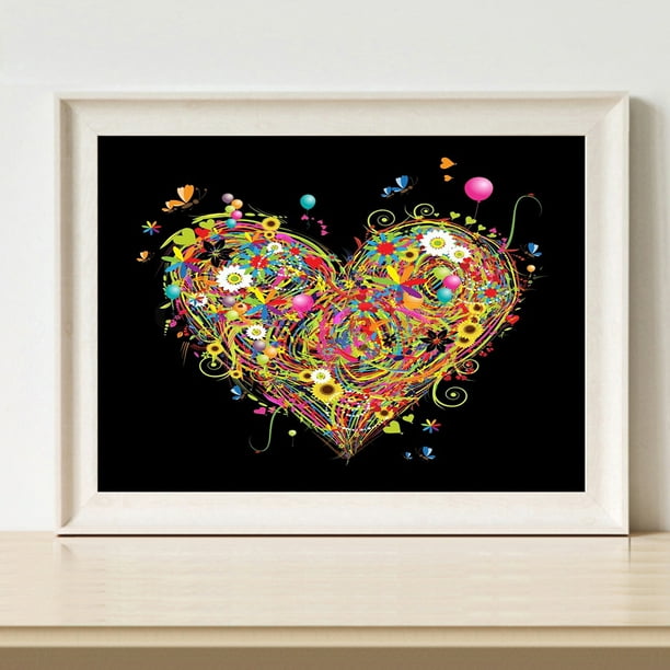 Cuadros Decorativos Pintura al óleo de corazones abstractos por
