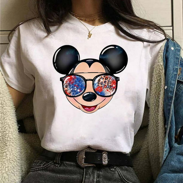 Camiseta Kawaii de dibujos animados de Disney para mujer, camisetas con  estampado de Minnie, Camiset Deng Xun