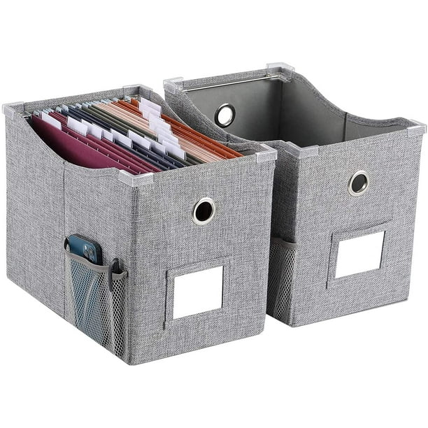 Huolewa Cajas organizadoras de archivos decorativas con tapas, cajas de  archivos plegables para colgar para almacenamiento de archivos y carpetas  de