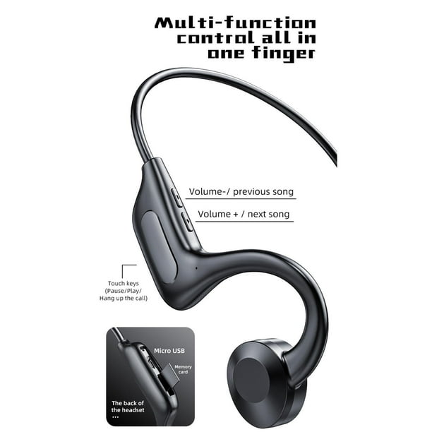 Auriculares de conducción ósea Bluetooth 5,0, control de a prueba de agua,  auriculares inalámbricos jinwen