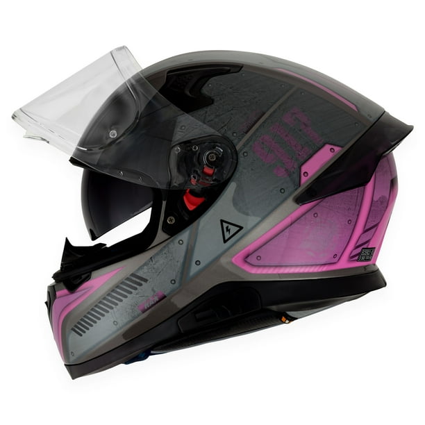 Hax - Casco integral de motocicleta y de moto de calle con doble aleta  trasera y Pinlock Ready, ligero y duradero para adultos, aprobado por el DOT