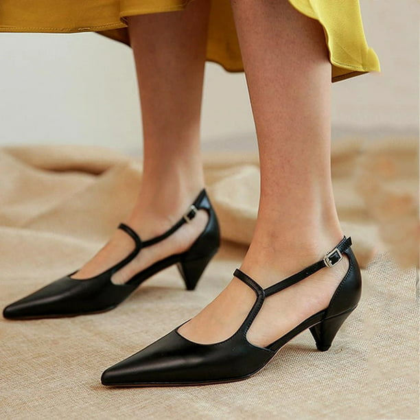 Zapatos de mujer con tacón cónico puntiagudo y poco profunda Zapatos individuales huecos lat shjk7170 | Walmart en línea