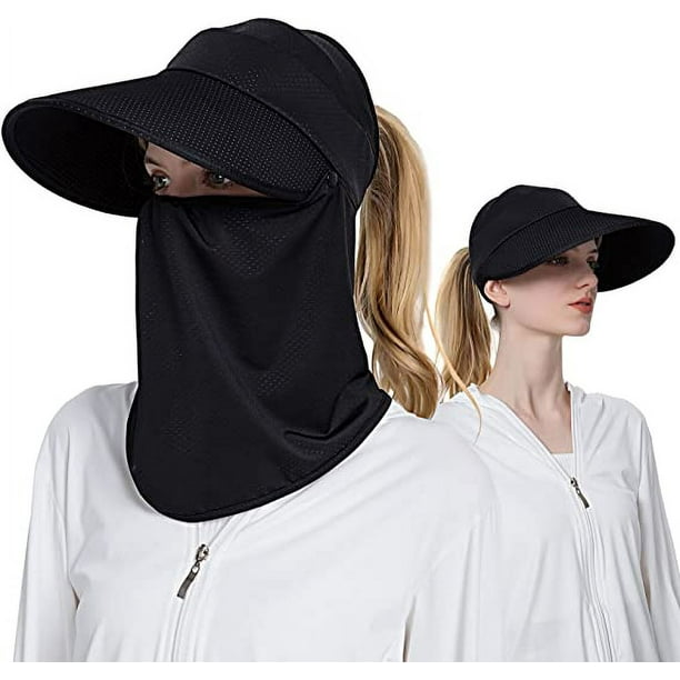 Sombrero de ala ancha para mujer, negro, deflector de cuello desmontable,  protección UV de verano, sombrero plegable transpirable, sombrero para el sol  para mujer, senderismo al aire libre, escalada JM MX-0135199FYD