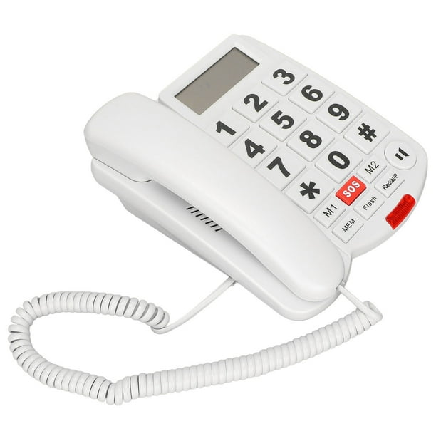 Teléfono de botón grande para personas mayores, teléfono fijo con cable,  botones grandes y marcación de un solo toque para personas con discapacidad