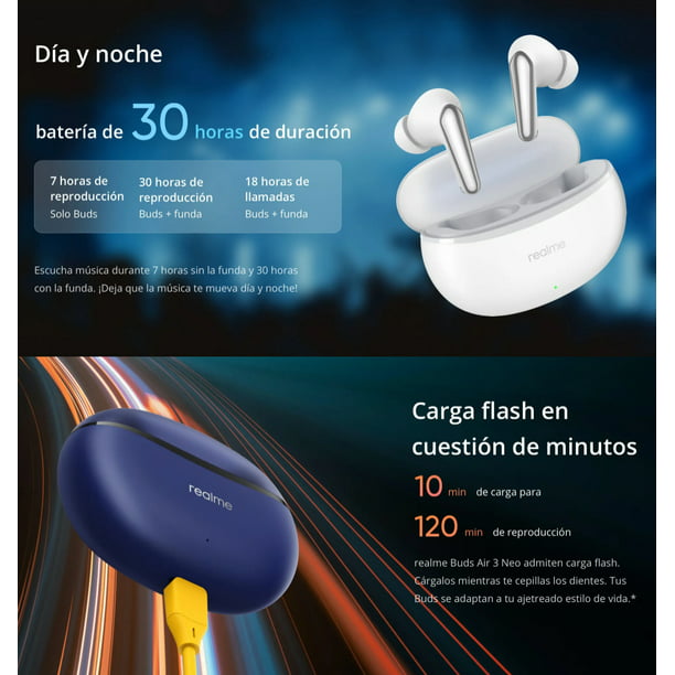 Audífonos Realme Buds Air 3 Neo Bluetooth Para Juegos, Deportivos(Azul)  OKEPOO