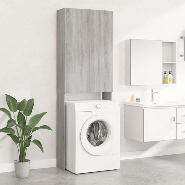 Mueble para lavadora Sonoma gris 64x25,5x190 cm