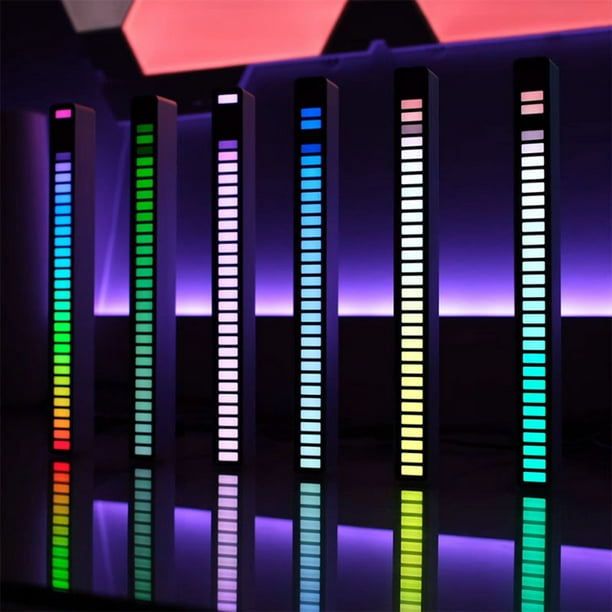 Barra de Luz LED RGB Controlable por APP, USB 5V, 32 LEDs, con Sonido y en  Color, Negra, de Likrtyny Accesorios Electrónicos