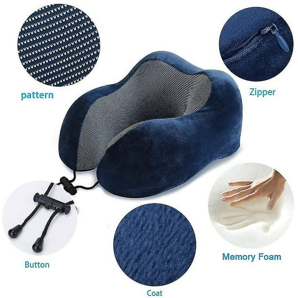 Almohada de cuello de viaje, la mejor almohada de avión de espuma  viscoelástica para soporte de cabeza, almohada suave ajustable para uso en  avión