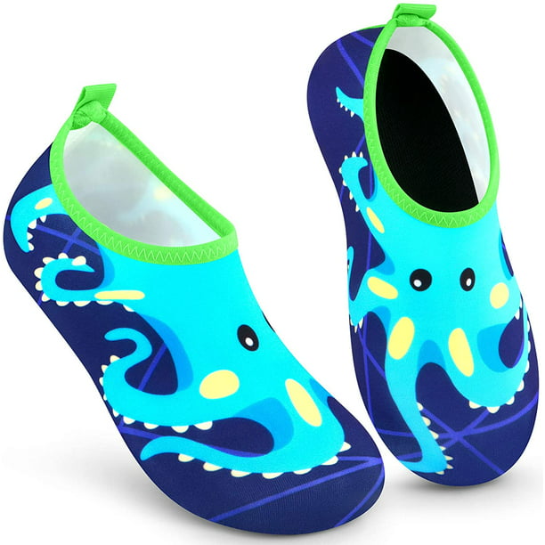 Zapatos de Agua niño Bebe Zapatos de Natación Descalzo Aqua Calcetines  Piscina Playa Césped Parque acuático Vacacionado en Varias,Pulpo Azul,32/33  maxjardin