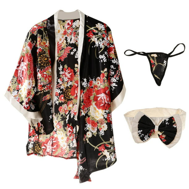 Naughty Japanese Geisha Kimono Disfraz Lencería Cosplay Ropa de