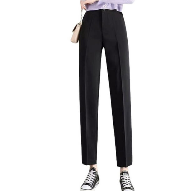Pantalones anchos de cintura alta con 1 botón para mujer, traje