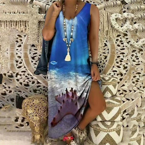 VESTIDO CASUAL MAXI MUJER SIN MANGA