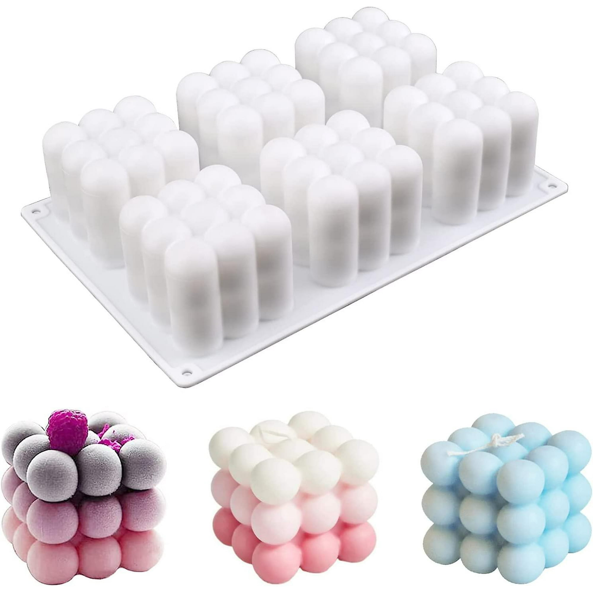 La Casa del Artesano-Set de 2 Moldes de silicona para velas yjabones modelo  cubo 3D panal burbujas Set de 2 medidas diferentes
