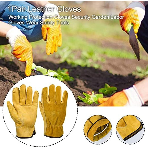 Guantes de jardinería resistentes para hombres y mujeres, 1 par de guantes  de trabajo de cuero resistente a las espinas, guantes de trabajo  impermeables, delgados y reforzados (extra grandes) oso de fresa
