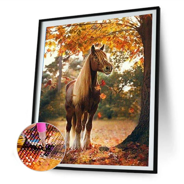 Pintura de diamante Cuadro Kit Crystal Art - Caballo de color - 30 x 30 cm