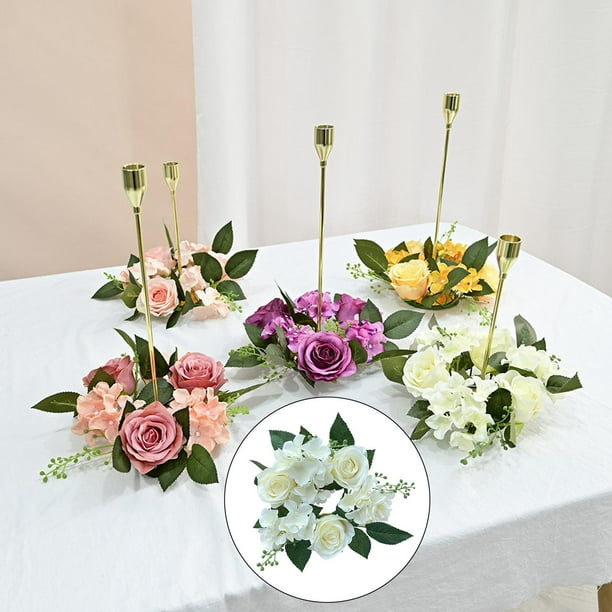 Ling's moment - Guirnalda de flores de rosas hechas a mano, arreglos  florales para centros de mesa de boda, decoración floral de corona de farol