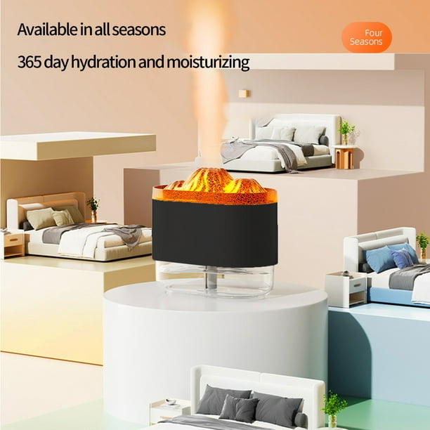 1pc Portable Flame Air Diffuser and Humidifier with Auto-Off Protection -  Perfect for Home, Office, and Yoga - Noiseless Aroma Diffuser for Essential