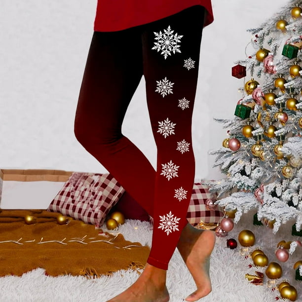 Gibobby Pantalones deportivos mujer Leggings deportivos estampados  navideños de moda informal para mujer Leggings de yoga informales(Vino,G)