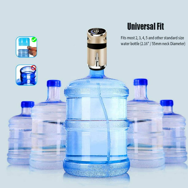  Dispensador de agua para botella de 5 galones, bomba eléctrica  portátil para dispensar agua potable, carga USB universal, bomba para  botella de agua de 2 a 5 galones con 2 mangueras