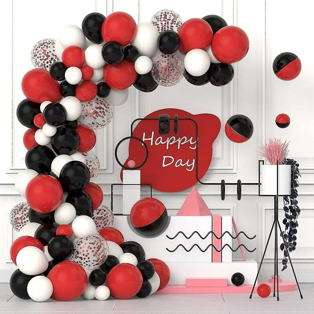 Kit de arco de globo negro, rojo y blanco Decoraciones para fiesta de  cumpleaños / Boda / Baby Shower / Juego de guirnaldas Globos Suministros  para fiestas -  México
