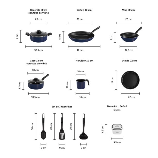 Batería de Cocina Aluminio Azul Ekco Sazón 6 pz