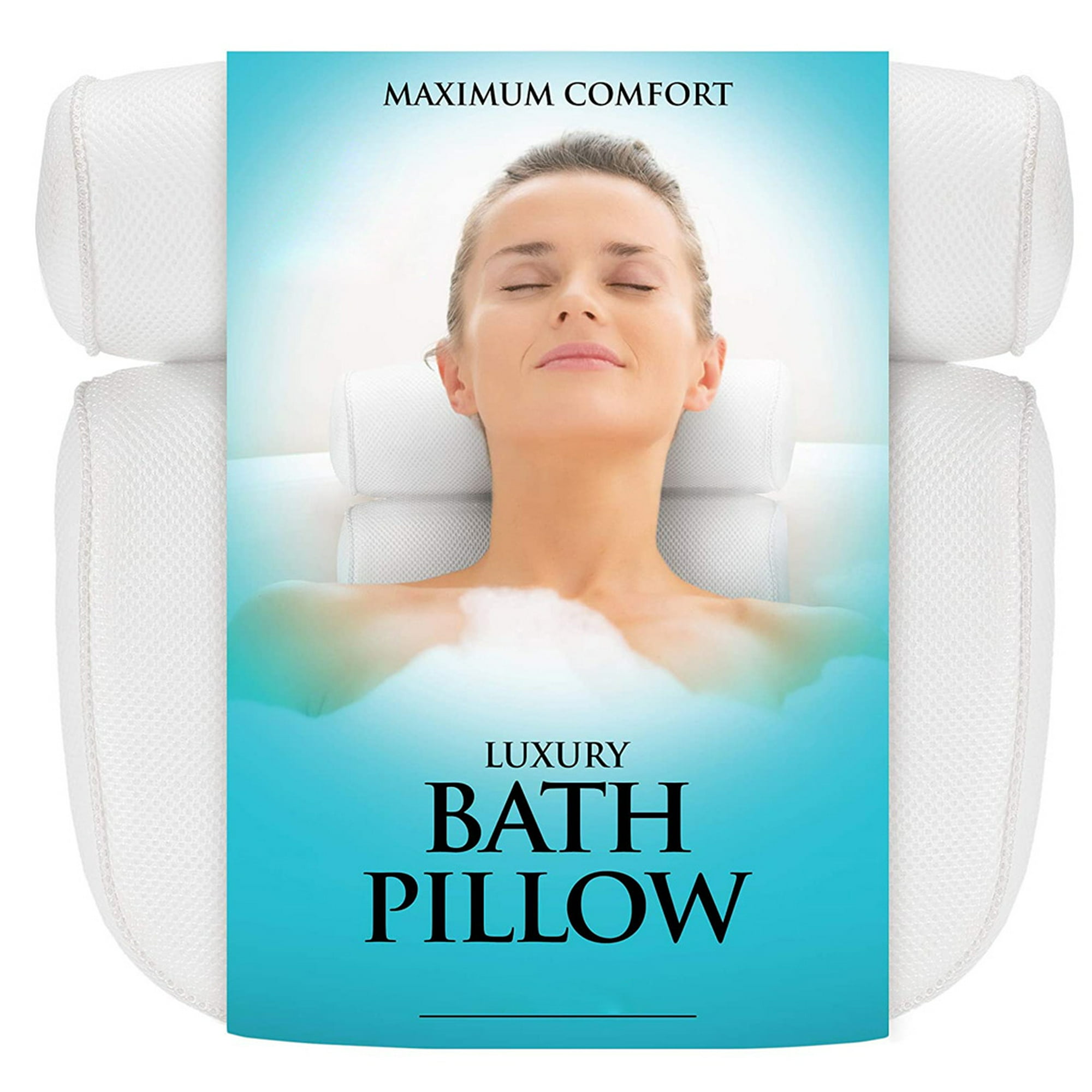 Comprar Almohada de baño para soporte de bañera, cuello, cabeza y espalda  con ventosas antideslizantes, almohada de bañera de malla de aire