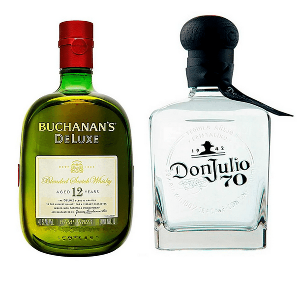 PAQUETE DE WHISKY BUCHANANS 12 750ML / TEQUILA DON JULIO 70 CRISTALINO