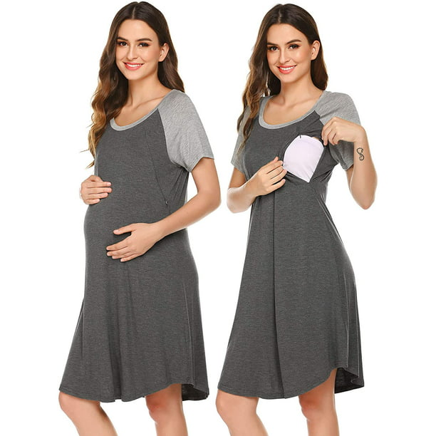 Bata de maternidad para Hospital, camisón, vestido de casa para mujeres  embarazadas, pijama de lactancia, Ropa